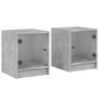 Mesitas noche puertas de vidrio 2 uds gris hormigón 35x37x42 cm de , Mesitas de noche - Ref: Foro24-836350, Precio: 59,54 €, ...