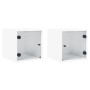 Mesitas de noche con puertas de vidrio 2 uds blanco 35x37x35 cm de , Mesitas de noche - Ref: Foro24-836463, Precio: 57,64 €, ...