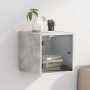 Mesita de noche con puerta de vidrio gris hormigón 35x37x35 cm de , Mesitas de noche - Ref: Foro24-836468, Precio: 38,50 €, D...