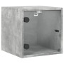 Mesita de noche con puerta de vidrio gris hormigón 35x37x35 cm de , Mesitas de noche - Ref: Foro24-836468, Precio: 38,50 €, D...