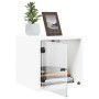 Mesitas de noche con puertas de vidrio 2 uds blanco 35x37x35 cm de , Mesitas de noche - Ref: Foro24-836463, Precio: 57,64 €, ...