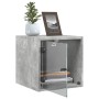 Bedside table with concrete gray glass door 35x37x35 cm by , Nightstands - Ref: Foro24-836468, Price: 38,50 €, Discount: %