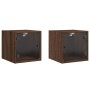 Mesitas noche con puertas vidrio 2 uds roble marrón 35x37x35 cm de , Mesitas de noche - Ref: Foro24-836475, Precio: 64,61 €, ...