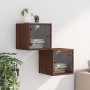 Nightstands with glass doors 2 units brown oak 35x37x35 cm by , Nightstands - Ref: Foro24-836475, Price: 64,61 €, Discount: %