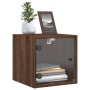 Mesitas noche con puertas vidrio 2 uds roble marrón 35x37x35 cm de , Mesitas de noche - Ref: Foro24-836475, Precio: 64,61 €, ...