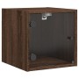 Mesitas noche con puertas vidrio 2 uds roble marrón 35x37x35 cm de , Mesitas de noche - Ref: Foro24-836475, Precio: 64,61 €, ...