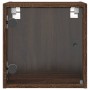 Mesitas noche con puertas vidrio 2 uds roble marrón 35x37x35 cm de , Mesitas de noche - Ref: Foro24-836475, Precio: 64,61 €, ...