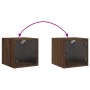 Mesitas noche con puertas vidrio 2 uds roble marrón 35x37x35 cm de , Mesitas de noche - Ref: Foro24-836475, Precio: 64,61 €, ...