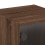 Mesitas noche con puertas vidrio 2 uds roble marrón 35x37x35 cm de , Mesitas de noche - Ref: Foro24-836475, Precio: 64,61 €, ...