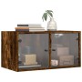 Wall cabinet with smoked oak glass doors 68.5x37x35 cm by , Lockers and storage cabinets - Ref: Foro24-836505, Price: 54,79 €...