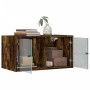 Wall cabinet with smoked oak glass doors 68.5x37x35 cm by , Lockers and storage cabinets - Ref: Foro24-836505, Price: 54,79 €...