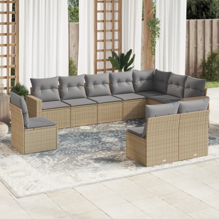 Gartensofa-Set mit beigen Kissen, 10-teilig, synthetisches Rattan von , Modulare Sofas für den Außenbereich - Ref: Foro24-325...