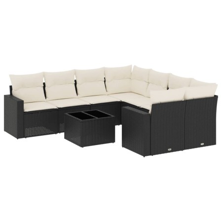 Set aus 8-teiligen Gartensofas und Kissen Kunstrattan schwarz von , Modulare Sofas für den Außenbereich - Ref: Foro24-3251093...