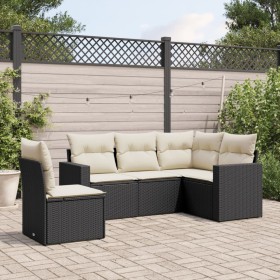 5-piece garden furniture set with black synthetic rattan cushions by , Modular outdoor sofas - Ref: Foro24-3251303, Price: 36...