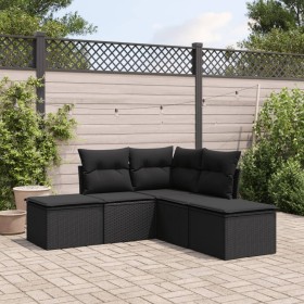 5-teiliges Gartenmöbel-Set und Kissen aus synthetischem Rattan schwarz von , Gartensets - Ref: Foro24-3217715, Preis: 263,72 ...