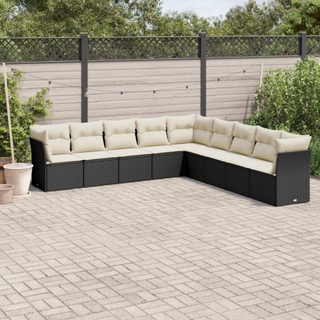 Set aus 8-teiligen Gartensofas und Kissen Kunstrattan schwarz von , Gartensets - Ref: Foro24-3217776, Preis: 590,08 €, Rabatt: %