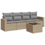 Gartensofa-Set mit Kissen, 5-teilig, beiges synthetisches Rattan von , Modulare Sofas für den Außenbereich - Ref: Foro24-3251...