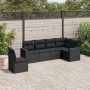 6-teiliges Gartensofa-Set und schwarze synthetische Rattankissen von , Modulare Sofas für den Außenbereich - Ref: Foro24-3251...