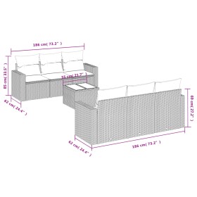 Set de sofás de jardín 7 piezas con cojines ratán PE gris de , Sofás modulares de exterior - Ref: Foro24-3251047, Precio: 590...