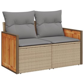 Garden sofa with 2-seater synthetic beige rattan cushions by , Outdoor sofas - Ref: Foro24-366099, Price: 182,58 €, Discount: %