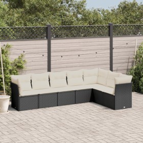 7-teiliges Garten-Esszimmerset und Kissen synthetisches Rattan schwarz von , Gartensets - Ref: Foro24-3217736, Preis: 434,47 ...