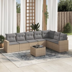 Garden sofa set with beige cushions, 8 pieces, PE rattan. by , Garden sets - Ref: Foro24-3219049, Price: 548,31 €, Discount: %