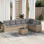 Garden sofa set with beige cushions, 8 pieces, PE rattan. by , Garden sets - Ref: Foro24-3219049, Price: 542,93 €, Discount: %