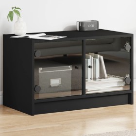 TV stand with black glass doors 68x37x42 cm by , TV Furniture - Ref: Foro24-836358, Price: 59,99 €, Discount: %