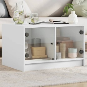 Mesa de centro con puertas de vidrio blanca 68x50x42 cm de , Mesas de centro - Ref: Foro24-836364, Precio: 69,99 €, Descuento: %