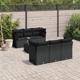 7-teiliges Garten-Esszimmerset und Kissen synthetisches Rattan schwarz von , Gartensets - Ref: Foro24-3249094, Preis: 515,01 ...