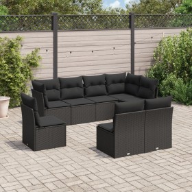 Set aus 8-teiligen Gartensofas und Kissen Kunstrattan schwarz von , Gartensets - Ref: Foro24-3217755, Preis: 469,17 €, Rabatt: %