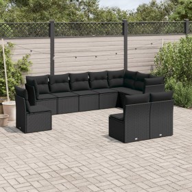 Garden sofa set 10 pieces with black synthetic rattan cushions by , Garden sets - Ref: Foro24-3217795, Price: 592,26 €, Disco...