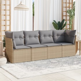 Garden sofa set with 4-piece synthetic rattan beige cushions by , Garden sets - Ref: Foro24-3249068, Price: 250,99 €, Discoun...