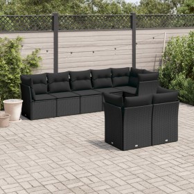 Set aus 8-teiligen Gartensofas und Kissen Kunstrattan schwarz von , Gartensets - Ref: Foro24-3249744, Preis: 541,99 €, Rabatt: %