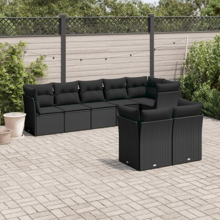 Set aus 8-teiligen Gartensofas und Kissen Kunstrattan schwarz von , Gartensets - Ref: Foro24-3249744, Preis: 572,56 €, Rabatt: %