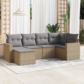 Garden sofa set with cushions 6 pieces beige synthetic rattan by , Modular outdoor sofas - Ref: Foro24-3251596, Price: 485,02...