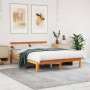 Bed frame with wax brown pine wood headboard 140x190 cm by , Beds and slatted bases - Ref: Foro24-844270, Price: 111,99 €, Di...