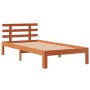 Bed frame with wax brown pine wood headboard 100x200 cm by , Beds and slatted bases - Ref: Foro24-844272, Price: 76,25 €, Dis...