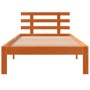 Bed frame with wax brown pine wood headboard 100x200 cm by , Beds and slatted bases - Ref: Foro24-844272, Price: 76,25 €, Dis...