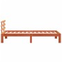 Bed frame with wax brown pine wood headboard 100x200 cm by , Beds and slatted bases - Ref: Foro24-844272, Price: 76,25 €, Dis...