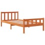 Bed frame with wax brown pine wood headboard 75x190 cm by , Beds and slatted bases - Ref: Foro24-844389, Price: 69,55 €, Disc...