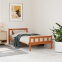 Bed frame with wax brown pine wood headboard 75x190 cm by , Beds and slatted bases - Ref: Foro24-844389, Price: 69,55 €, Disc...