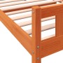 Bed frame with wax brown pine wood headboard 75x190 cm by , Beds and slatted bases - Ref: Foro24-844389, Price: 69,55 €, Disc...