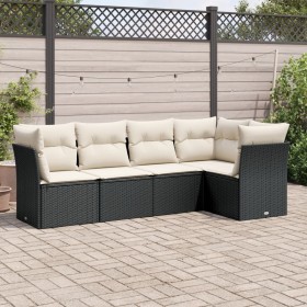 5-teiliges Gartenmöbel-Set und Kissen aus synthetischem Rattan schwarz von , Gartensets - Ref: Foro24-3249435, Preis: 318,99 ...