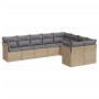 Set mit 9 Gartensofas mit beigen Kissen aus synthetischem Rattan von , Gartensets - Ref: Foro24-3250008, Preis: 609,48 €, Rab...