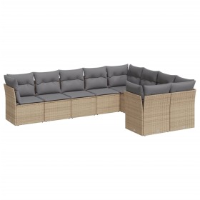 Set mit 9 Gartensofas mit beigen Kissen aus synthetischem Rattan von , Gartensets - Ref: Foro24-3250008, Preis: 619,36 €, Rab...