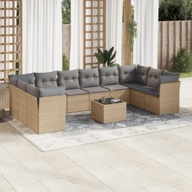 Set de sofás de jardín 11pzas con cojines ratán sintético beige de , Conjuntos de jardín - Ref: Foro24-3250048, Precio: 715,5...