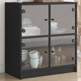 Auxiliary cabinet with black glass doors 68x37x75.5 cm by , Sideboards - Ref: Foro24-836379, Price: 85,34 €, Discount: %