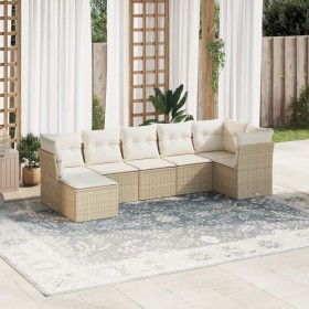 Set of 7-piece garden sofas and beige synthetic rattan cushions by , Garden sets - Ref: Foro24-3217968, Price: 514,56 €, Disc...