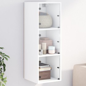 Wall-mounted cabinet with white glass doors 35x37x100 cm by , Lockers and storage cabinets - Ref: Foro24-836483, Price: 70,99...